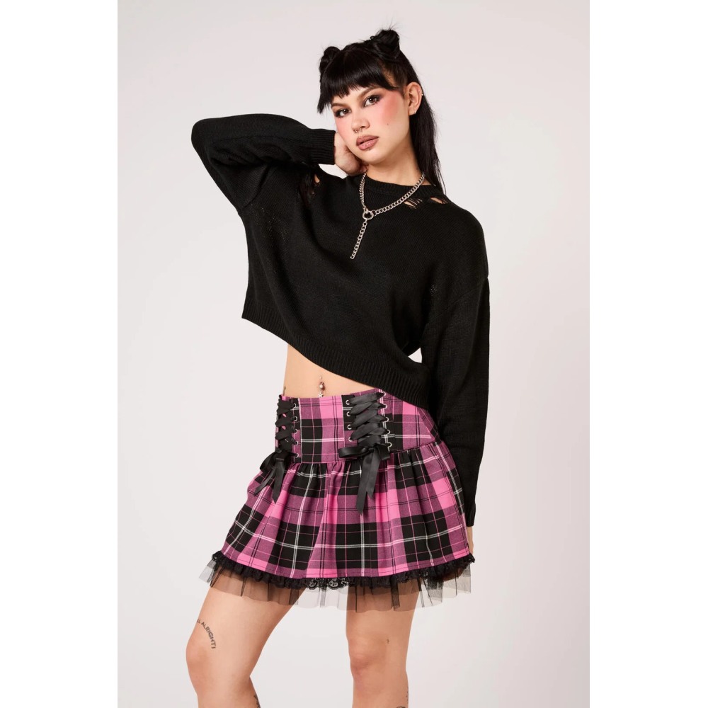 Hell Bunny - Quinzel C Korte rok - Roze